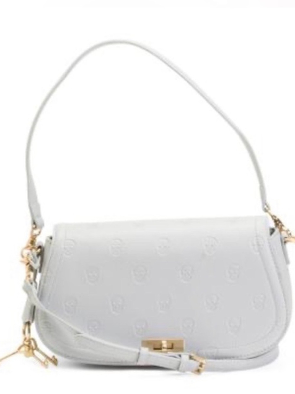 Betsey Johnson White Embossed Shoulder Bag with Gold Hardware